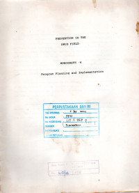 Image of Prevention In The Drug Field : Monograph 6 Program Planning and Implementation