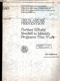 Image of Drug Abuse Prevention : Further Efforts Needed to Identify Programs That Work