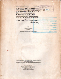 Image of Drug abuse prevention for low-income communities : manual for program planning