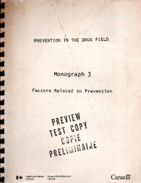 Image of Prevention In The Drug Field : Monograph 3 Factors Related to Prevention